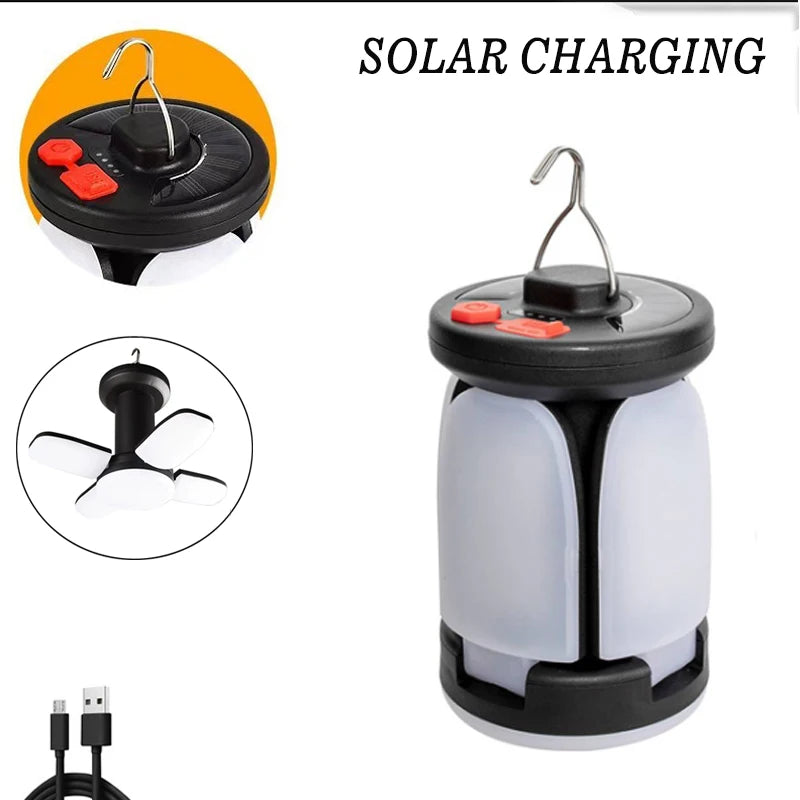 Rechargeable Folding LED Camping Lantern β Solar + USB Chargin