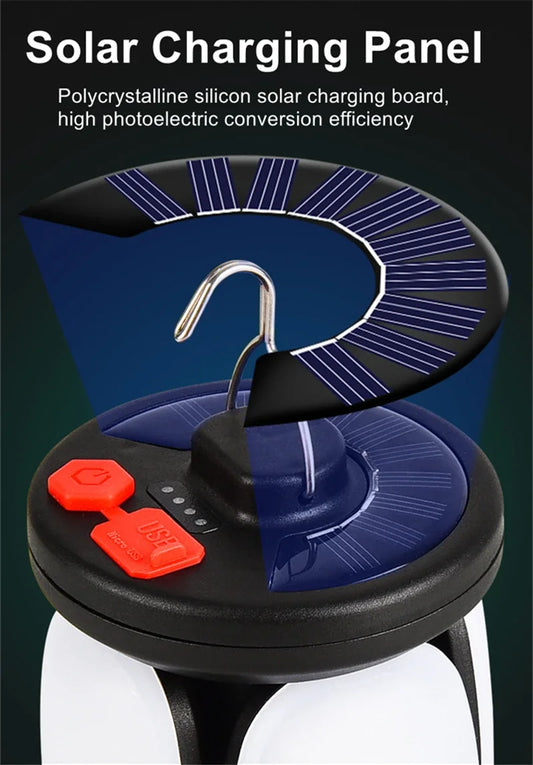 Rechargeable Folding LED Camping Lantern — Solar + USB Chargin