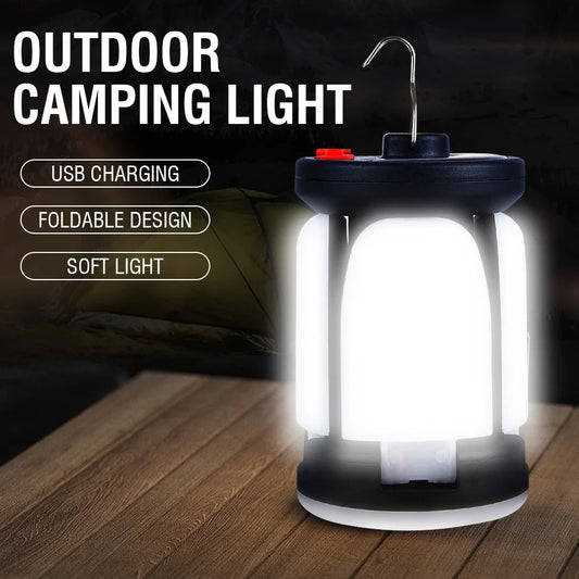 Rechargeable Folding LED Camping Lantern — Solar + USB Chargin